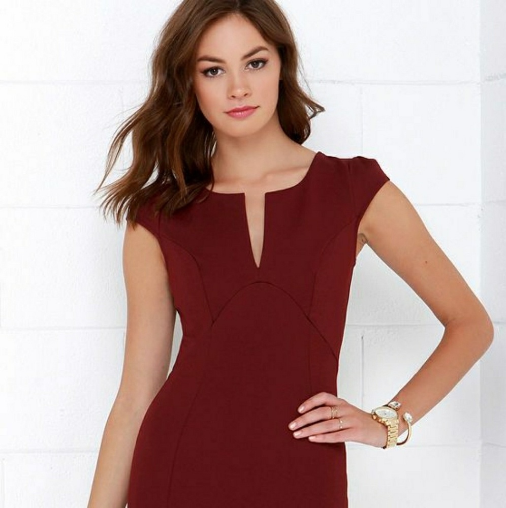 Maroon Midi Dress